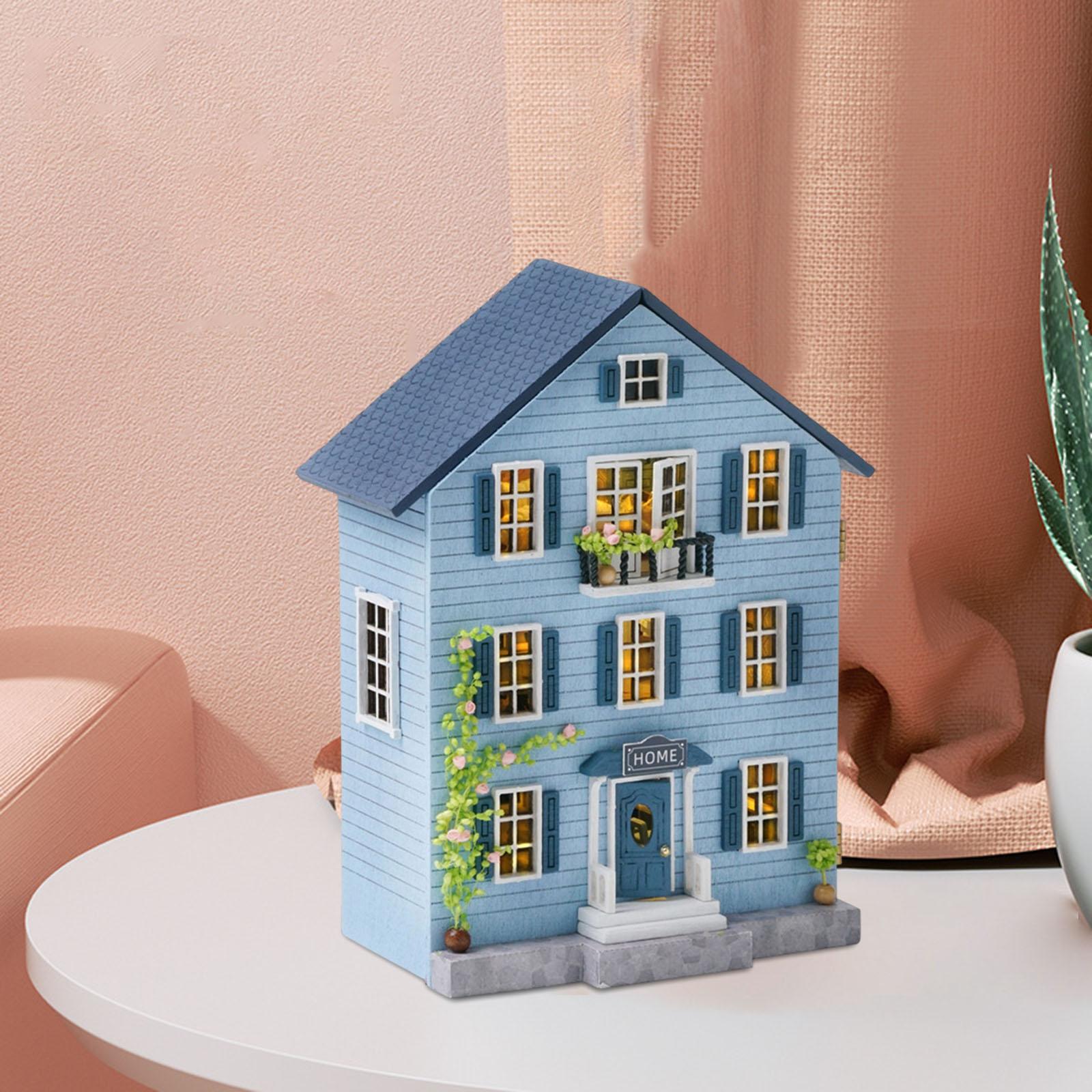 Dollhouse Furniture Set - Creative Wooden Dollhouse DIY W/ LED