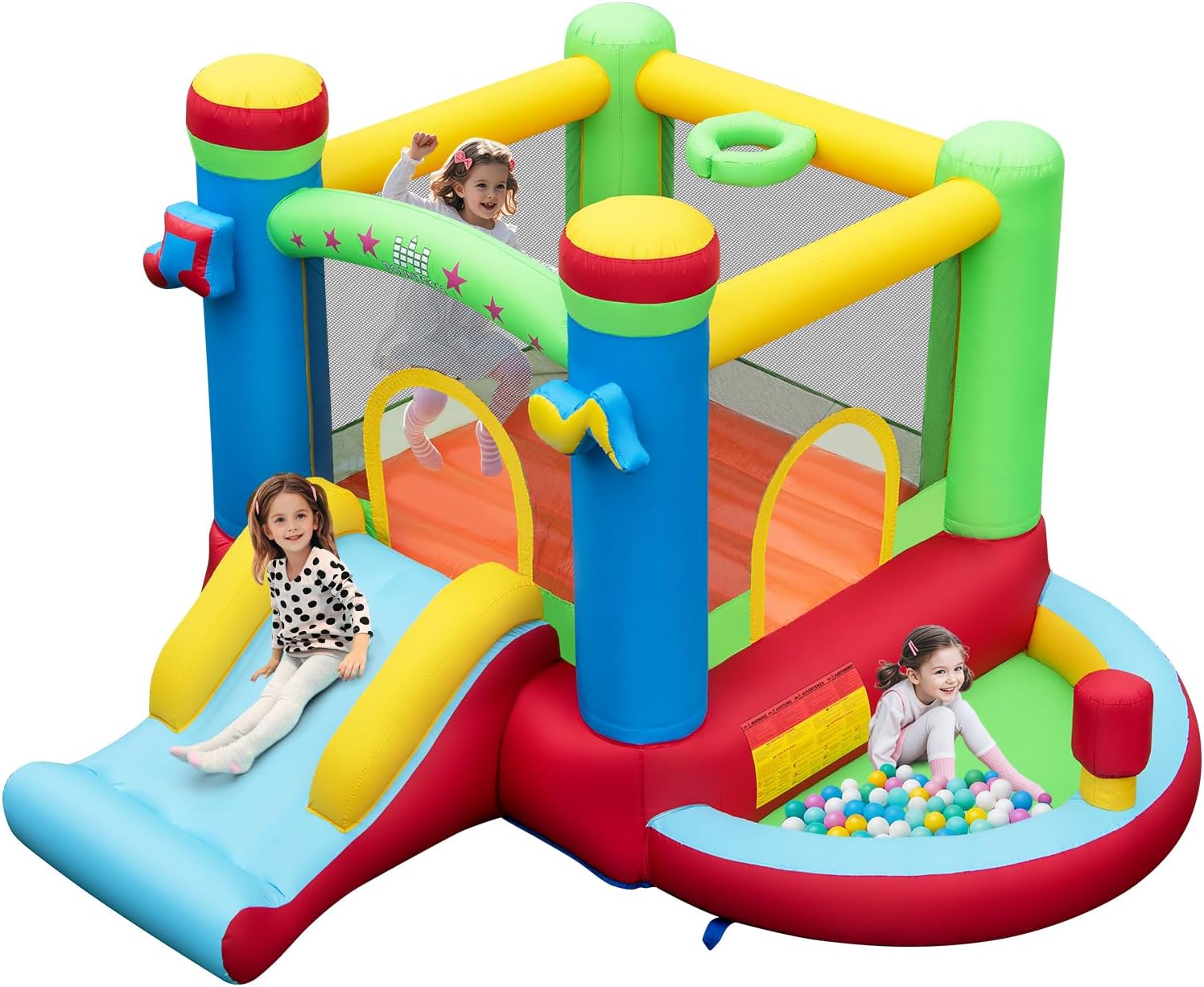 Basketball Hoop Kids Indoor - Inflatable Bounce House with Ball Pit,