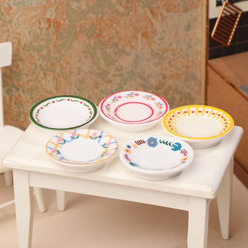5Pcs 1/12 Dollhouse Mini Plate - огляд і ціна Dollhouse Furniture Set