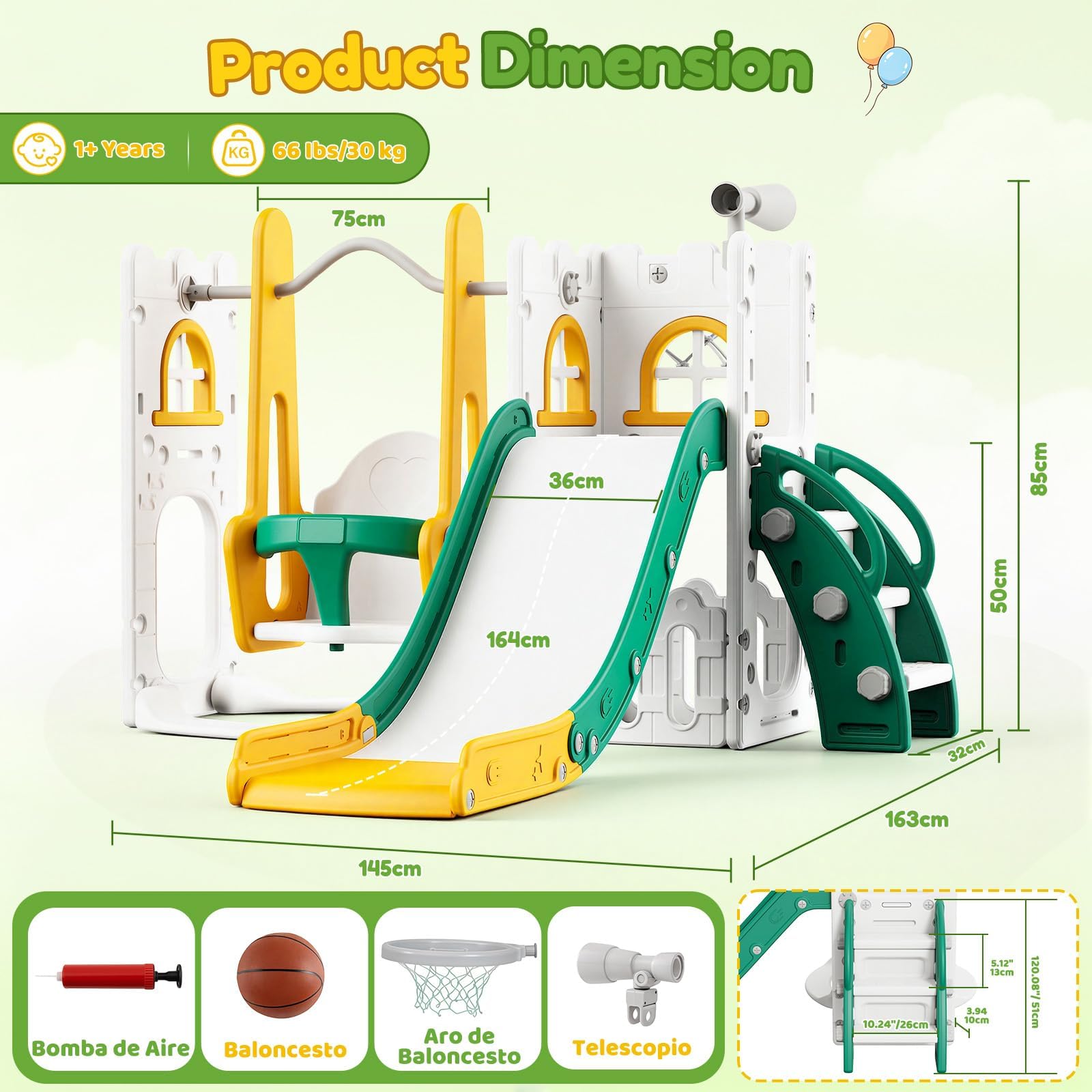 7 in 1 Toddler Slide And Swing - огляд і ціна Basketball Hoop Kids Indoor
