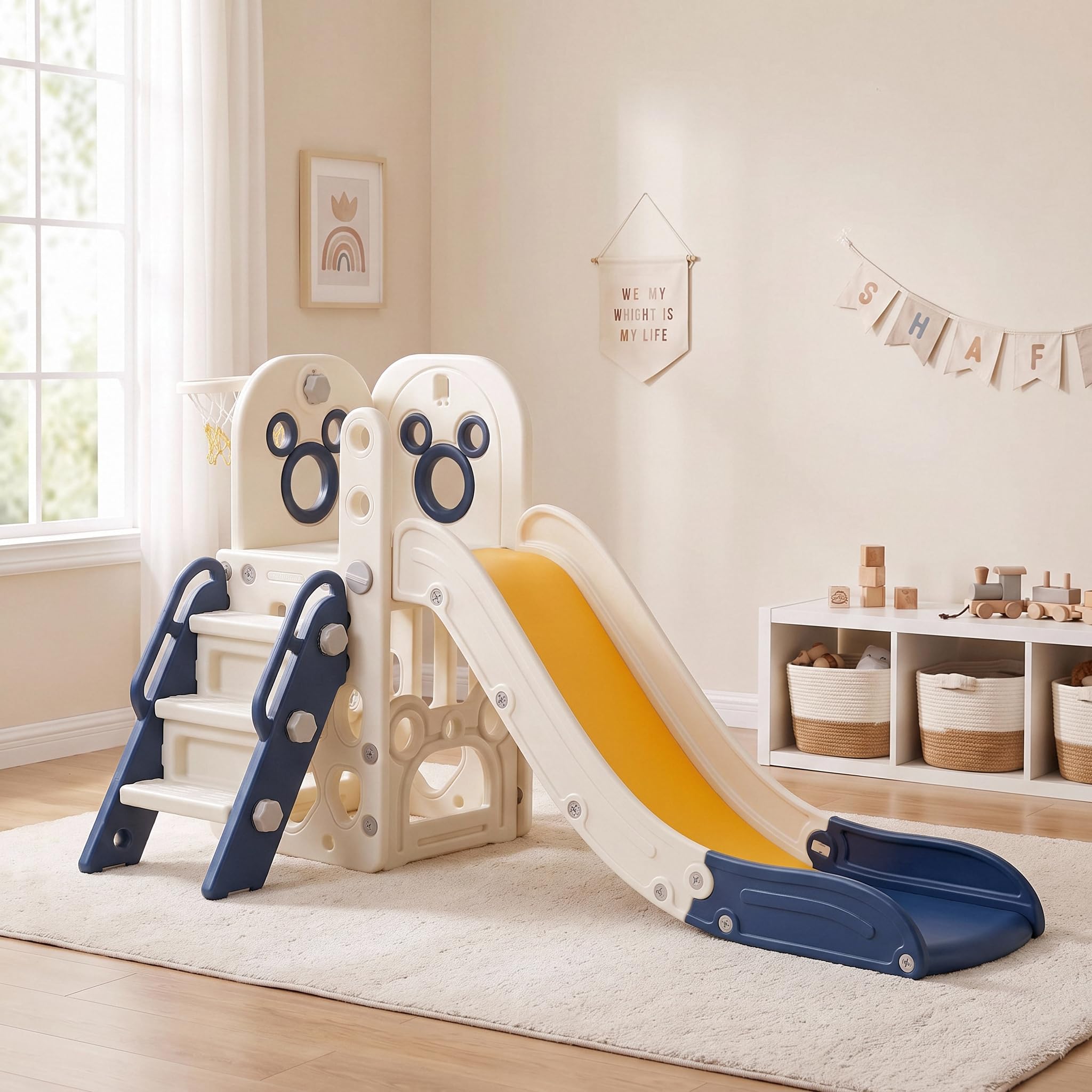 6 in 1 Toddler Slide Playset,  - огляд і ціна Basketball Hoop Kids Indoor
