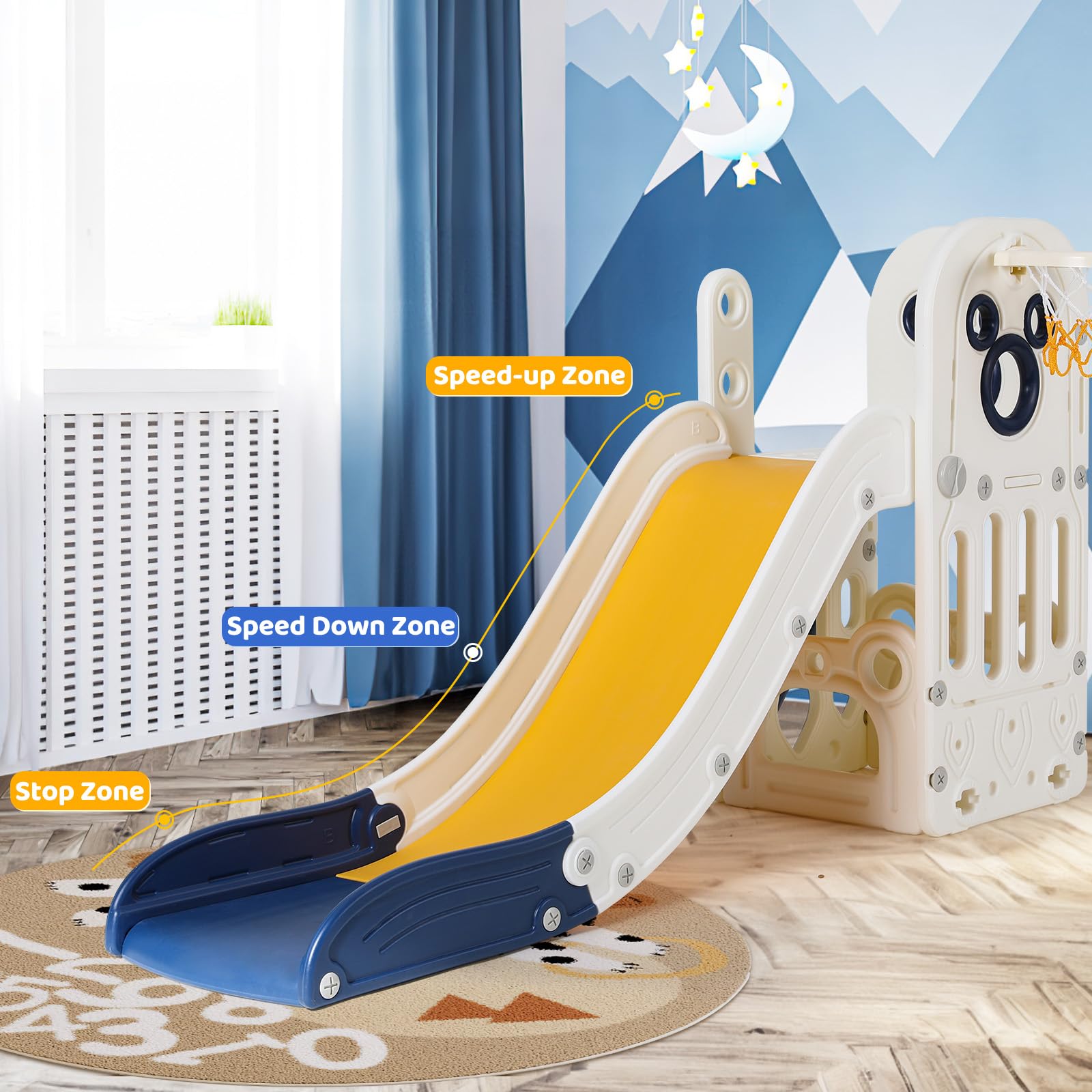 6 in 1 Toddler Slide Playset,  - огляд і ціна Basketball Hoop Kids Indoor