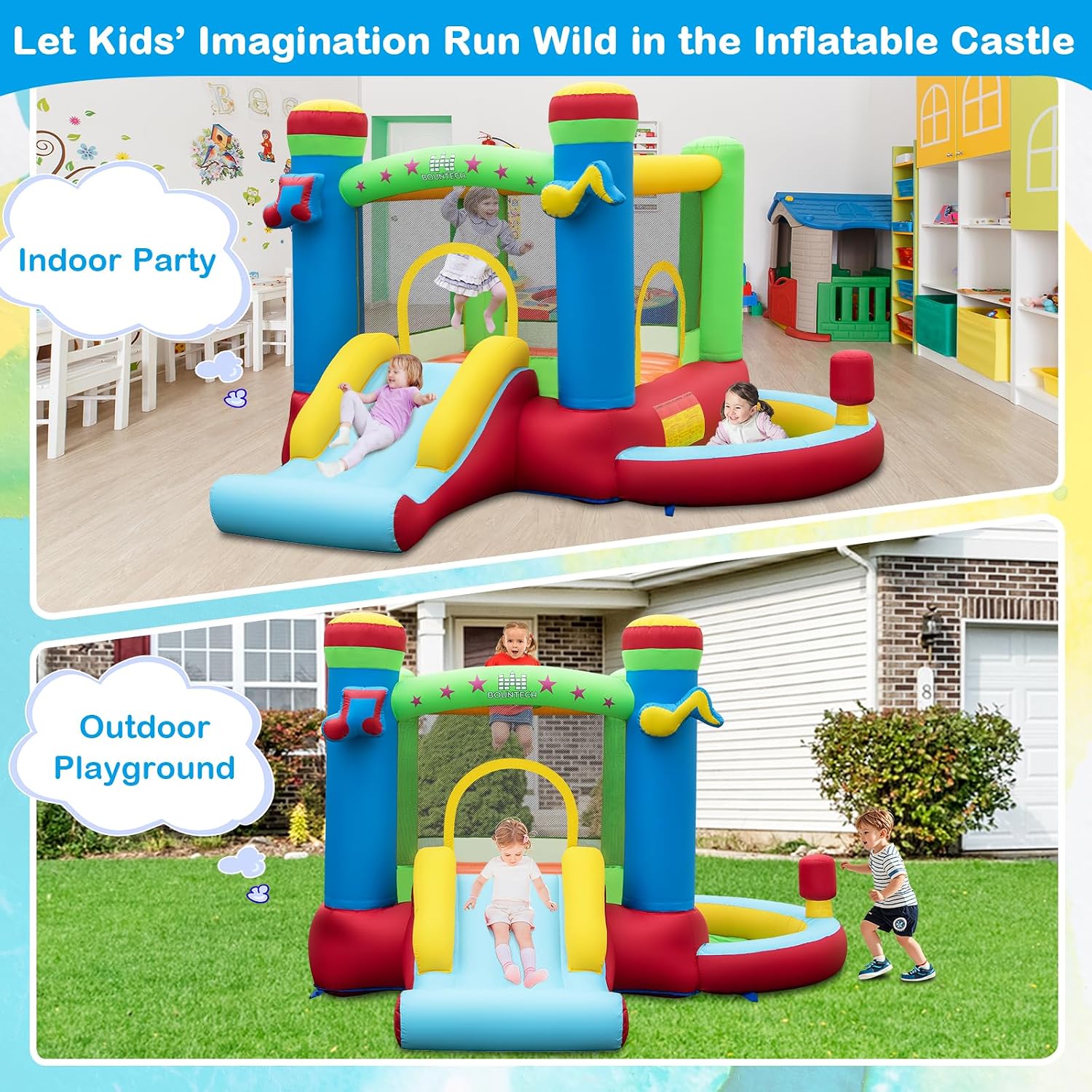 Inflatable Bounce House with B - огляд і ціна Basketball Hoop Kids Indoor