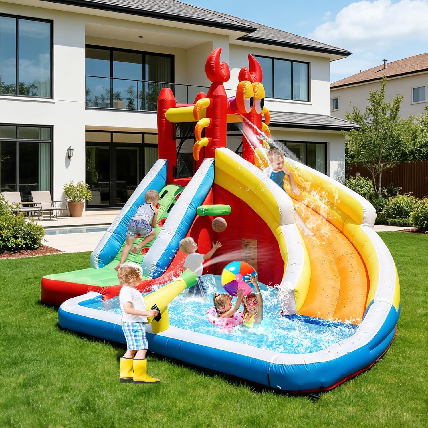 Large Inflatable Bounce House  - огляд і ціна Basketball Hoop Kids Indoor