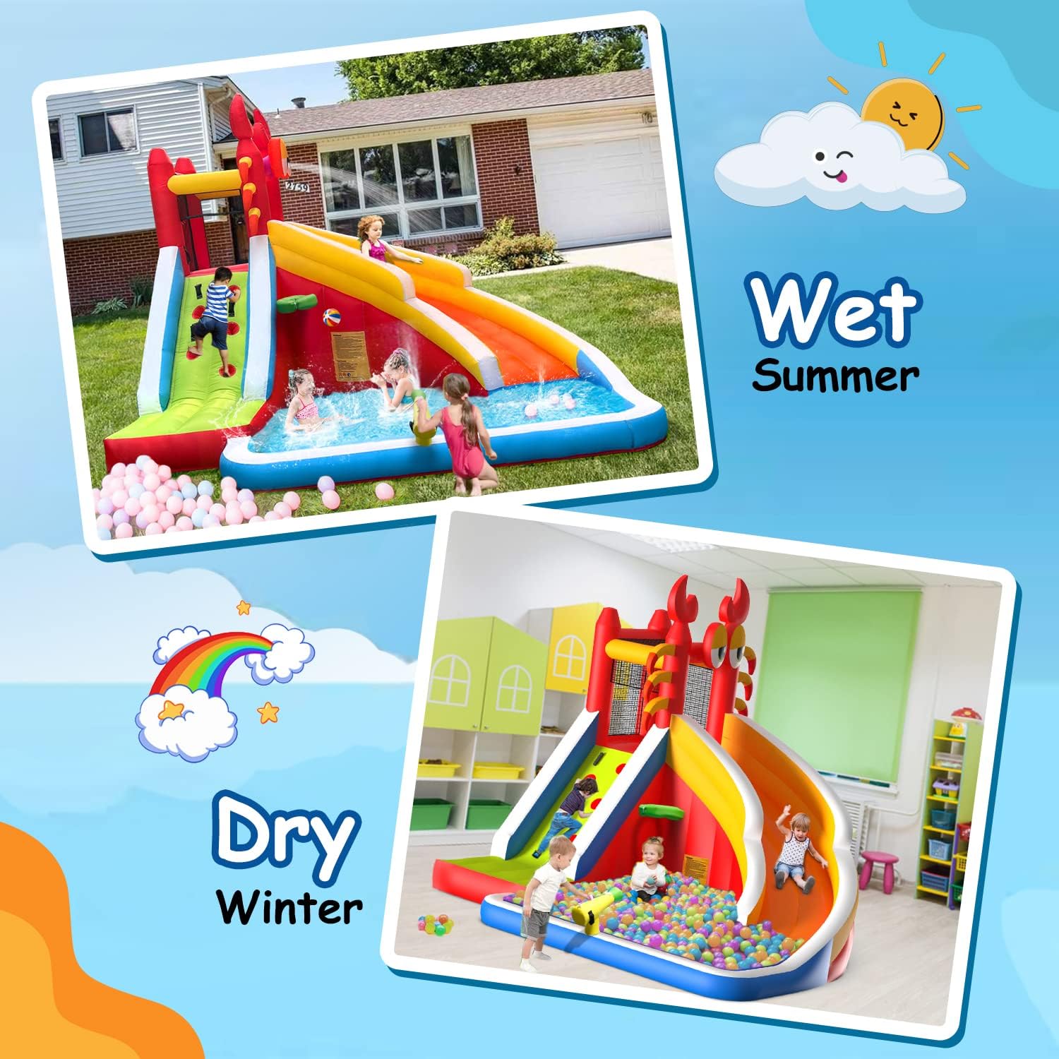 Large Inflatable Bounce House  - огляд і ціна Basketball Hoop Kids Indoor
