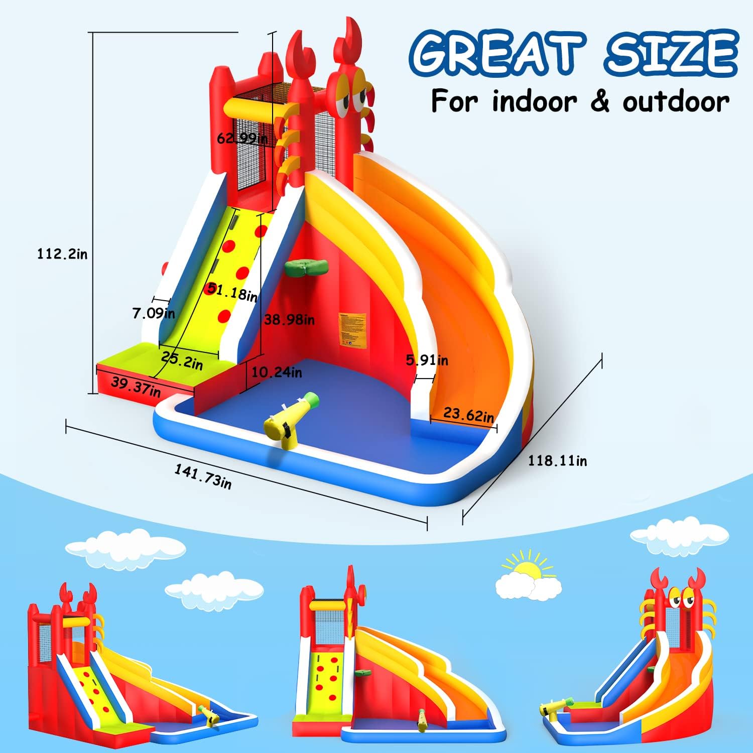 Large Inflatable Bounce House  - огляд і ціна Basketball Hoop Kids Indoor