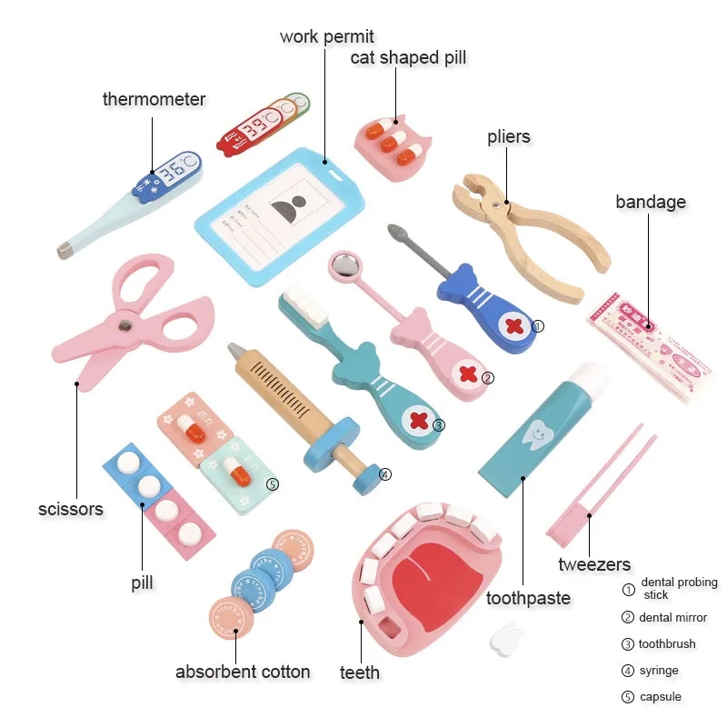 Wooden Pretend Play Doctor Edu - огляд і ціна Kids Toys Doctor Set
