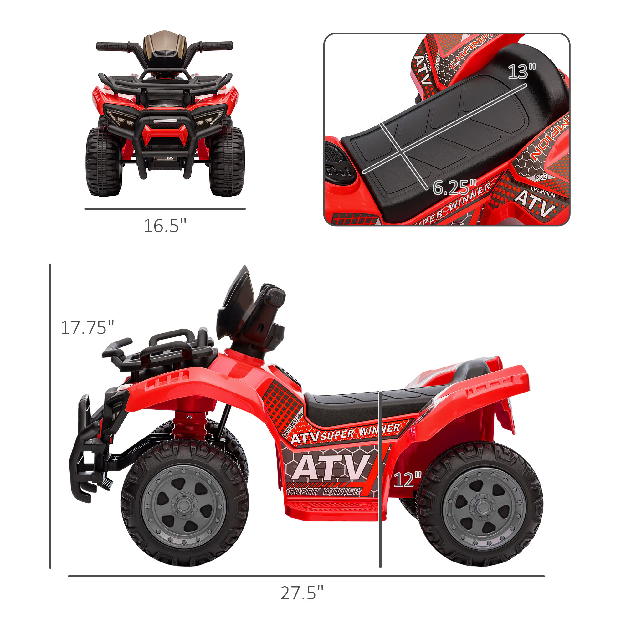 Kids 6V Battery Powered Ride O - огляд і ціна Kids Toys Quad