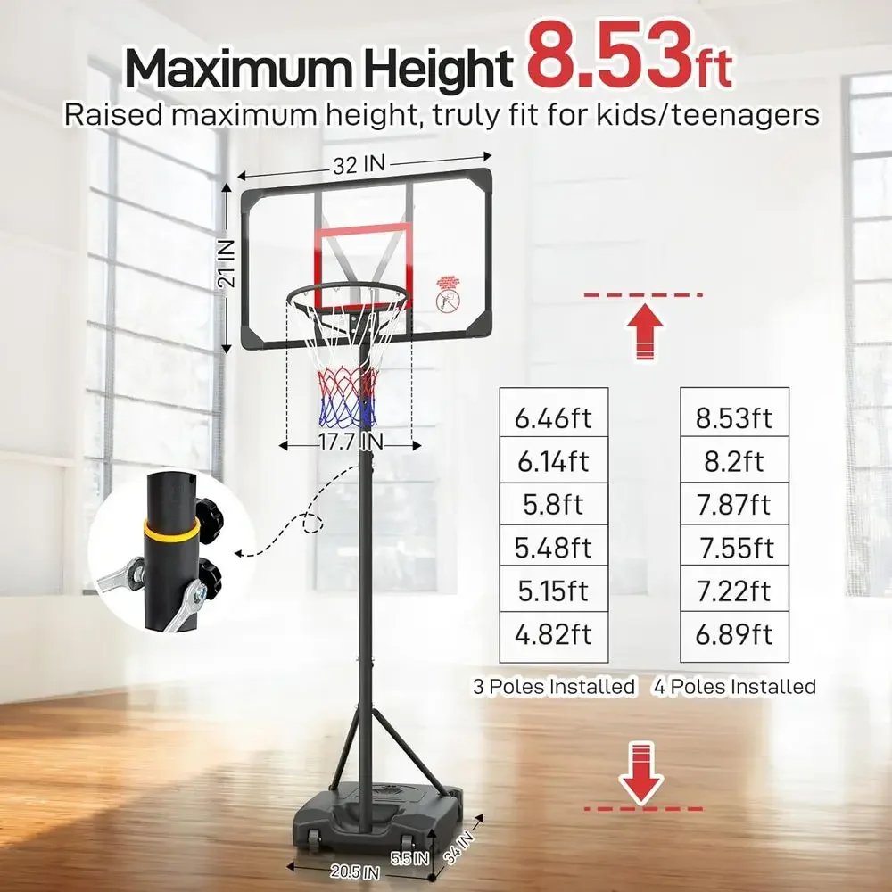 Adjustable Height Portable Bas - огляд і ціна Basketball Hoop Kids Indoor